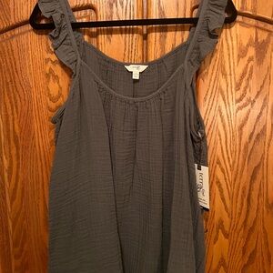 SOLD!! Terra & Sky Olive Green Ruffled Tank Top